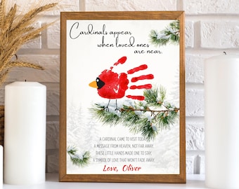 Memorial Cardinal Handprint Craft, Sympathy Gift, Remembrance Keepsake Printable, Loss of Loved One Poem