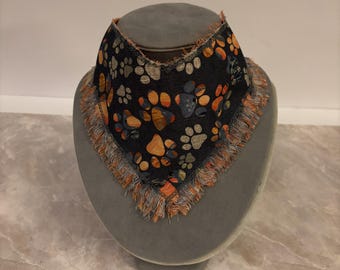 Embroidered Paw Print Dog Bandana: Custom Fit, Cotton
