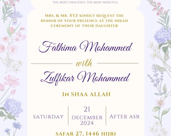 Elegant Nikkah Invitation Template | Editable Canva Design