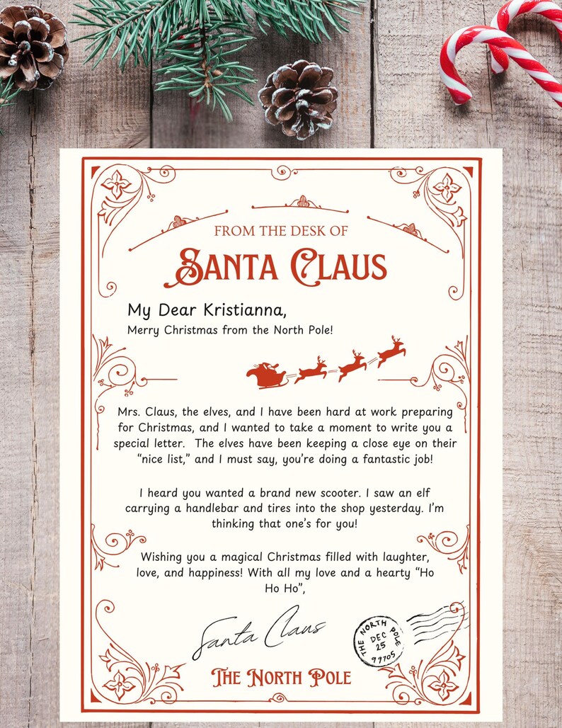 Personalized Santa Letter With Nice List Certificate - Etsy