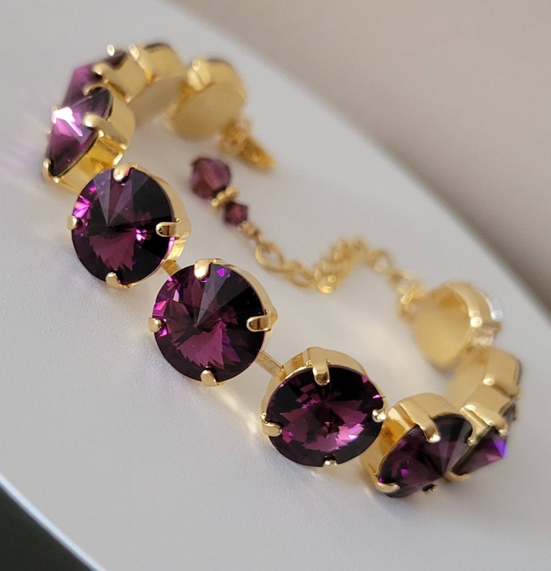 Amethyst jewelry, purple crystal jewelry and other purple jewelry - Swarovski purple crystal tennis bracelet