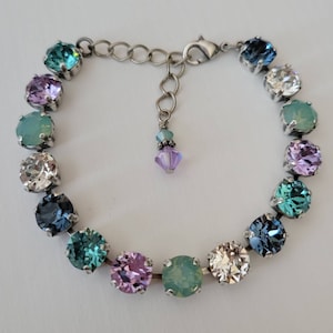 Austrian Crystal Tennis Bracelet, Blue, Violet, 8mm  Chatons, Free Shipping