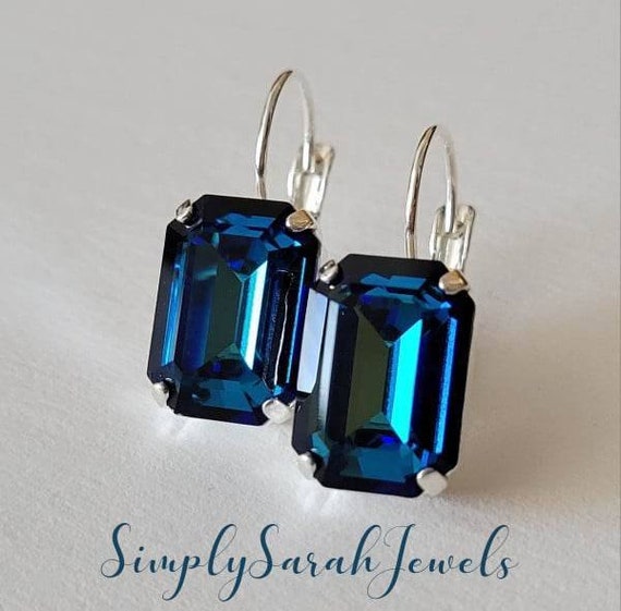 Emerald cut hotsell crystal earrings