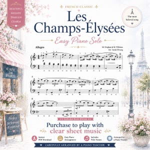Les Champs-Élysées Easy Piano Sheet Music (Includes Note Names) (PDF Download)