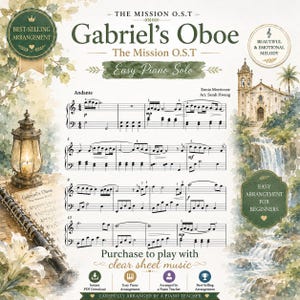 Gabriel's Oboe, The Mission OST, Easy Piano Sheet Music (Printable PDF)