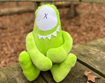 Large Monster Plush, Large plush toy, Little Green Guy Plush, Stuffed Animal, Handmade Plush, Handmade Stuffed Animal