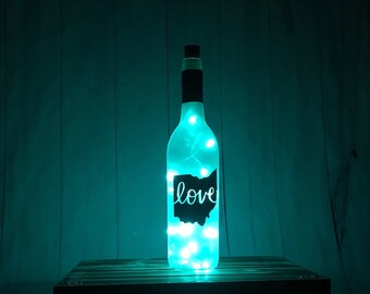 Love Ohio Wine Bottle Light - Green