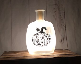 Fall Leafy Pumpkin Bottle Light