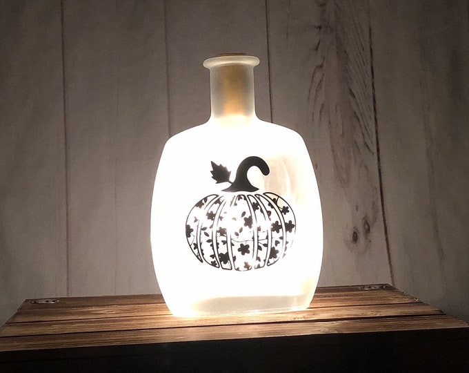 Featured listing image: Fall Leafy Pumpkin Bottle Light