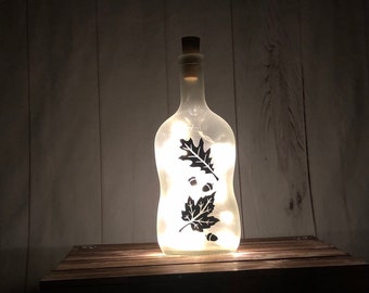 Fall Leaves (2) and Acorns Bottle Light