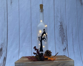 Jack O’ Lantern Halloween Tree Wine Bottle Light