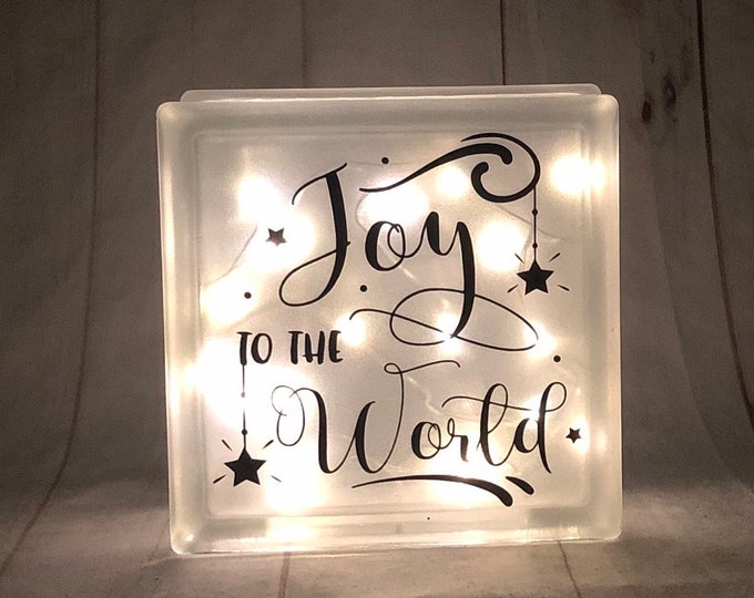 Featured listing image: Joy to the World Christmas Lighted Glass Block