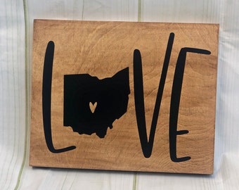 Ohio Love Painted Wood Sign: Black