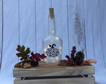 Fall Leafy Pumpkin Bottle Light