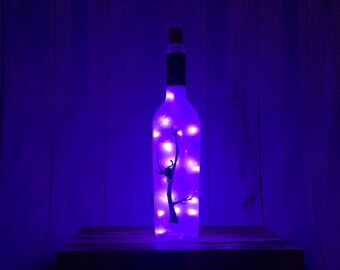 Halloween Cat in Tree Wine Bottle Light