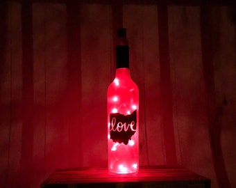 Ohio Love Wine Bottle Light - Red