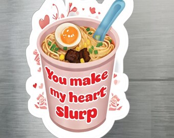 Valentinstag Ramen Aufkleber, niedlicher Foodie Laptop Aufkleber