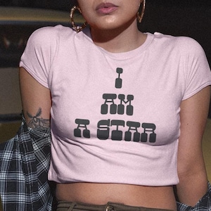 Top corto "Soy una estrella": camiseta vintage de rock and roll de algodón orgánico