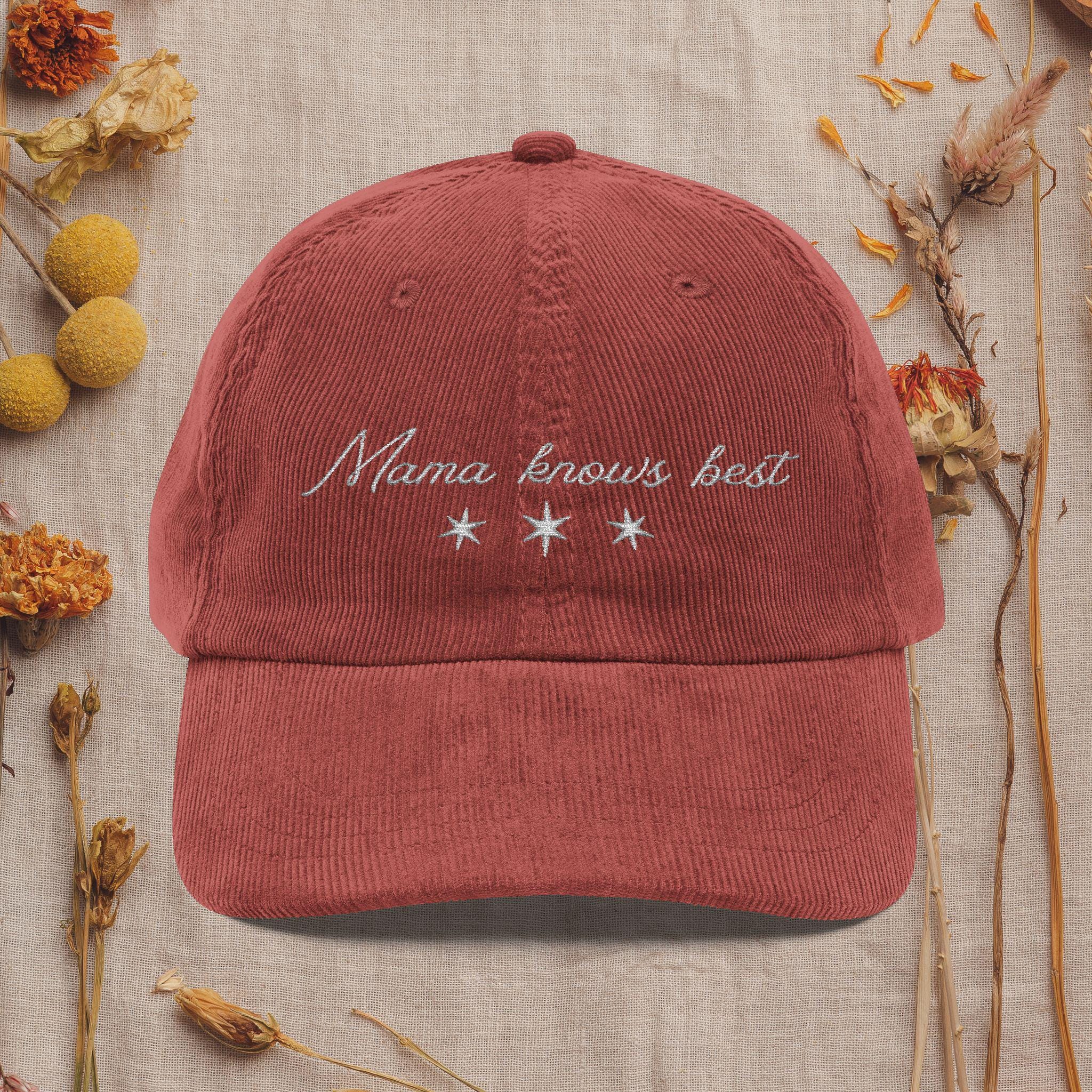 Embroidered Corduroy Baseball Cap, Mama Knows Best  display picture 2