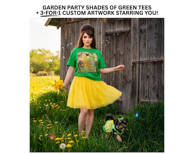 Garden Party Greens | Save the Bees Advocate's T-Shirt | Soft Style Tee Plus 3-FOR-1 Custom Graphics Starring YOU! | Personalized