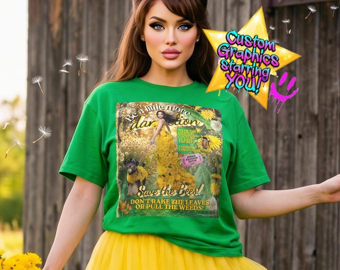 Garden Party Greens | Save the Bees Advocate's T-Shirt | Soft Style Tee Plus 3-FOR-1 Custom Graphics Starring YOU! | Personalized