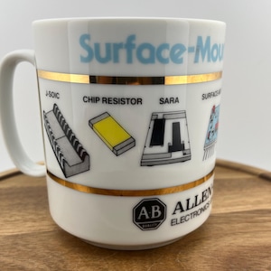 Vintage Allen-Bradley Electronics Group Surface-Mount Technology Mug - SMT Engineering History - AWI Automated Assembly - 1980s Tech Swag