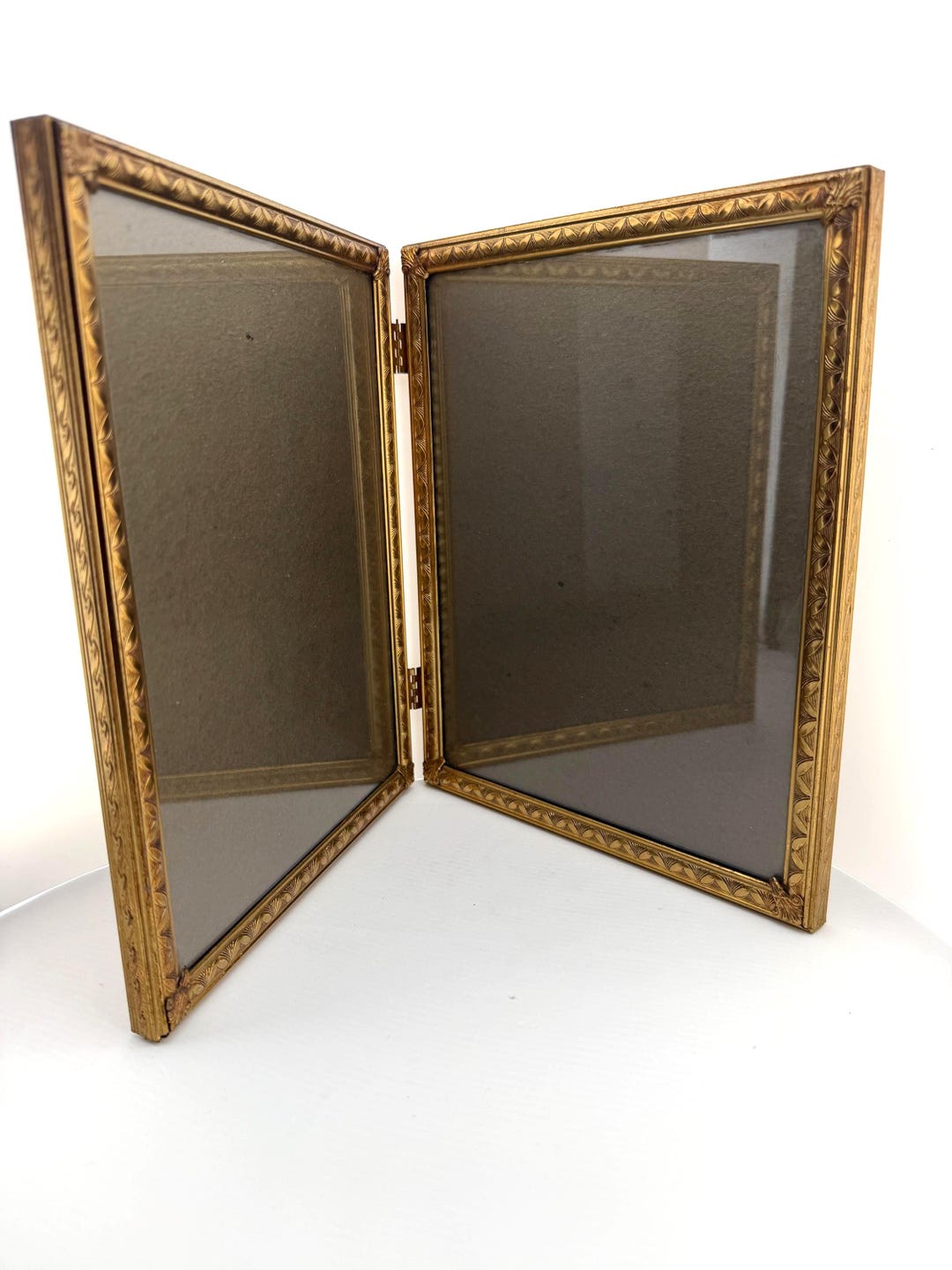 Vintage Gold Brass Double Picture Frame, Ornate Hinged Folding 8x10 ...