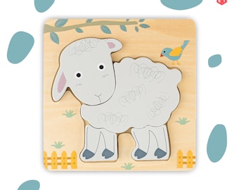 Wooden Sheep Puzzle for Toddlers: Montessori Eco-Friendly Toy