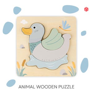 Wooden Duck Puzzle: Montessori Toddler Toy, Eco-Friendly Travel Game