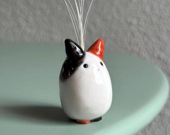 Pot souvenir pour collection de moustaches de chat | Figurine de chat unique faite main | Vase pour petites fleurs sèches
