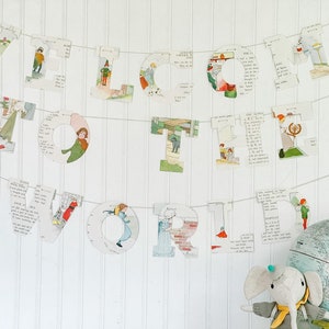 welcome to the world / book banner / vintage / party decoration banner garland / nursery rhyme / baby shower / new baby