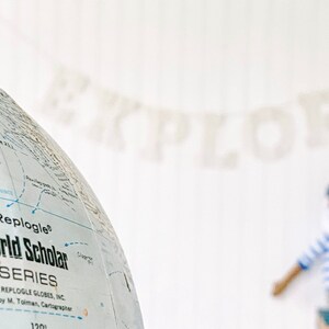 explore / book banner / vintage / map / atlas / party decoration banner garland / graduation / going away