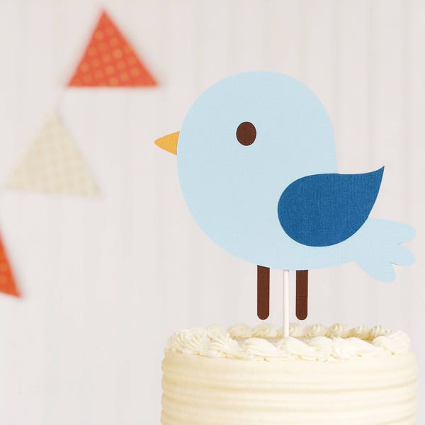 bird / birdie / blue / smash cake / cake topper / first birthday / baby shower / woodland animal