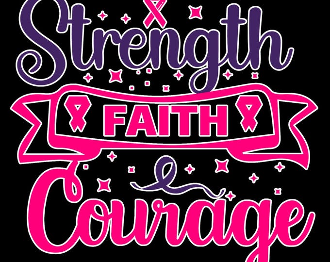 Strength, Faith, & Courage Breast Cancer Awareness-T-Shirt