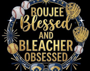 Baseball Mom Boujee Blessed and Bleacher Obsessed Women's Weekend Fleece Crewneck