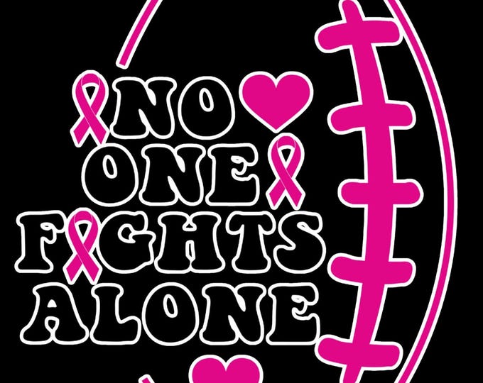 No One Fights Alone (Football) Breast Cancer Awareness-T-Shirt