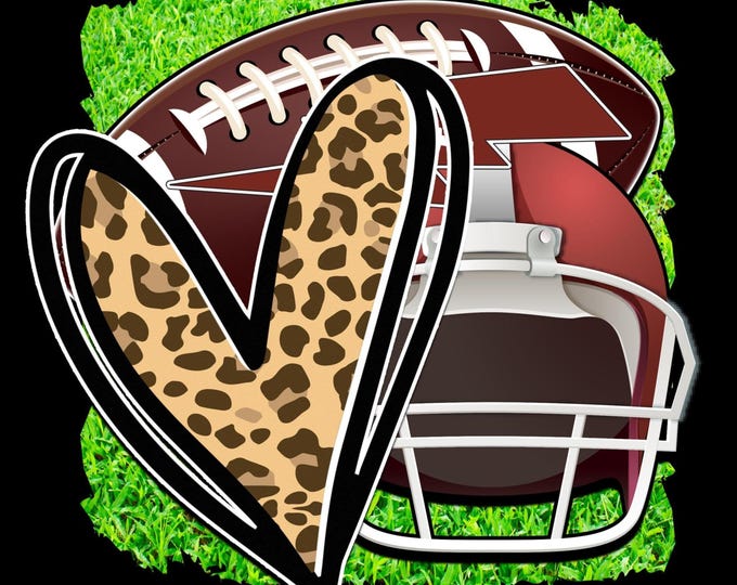 Leopard Print Heart Football Fan T-shirt