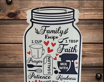 15.5" Family Recipe Mason Jar Wall Hanger