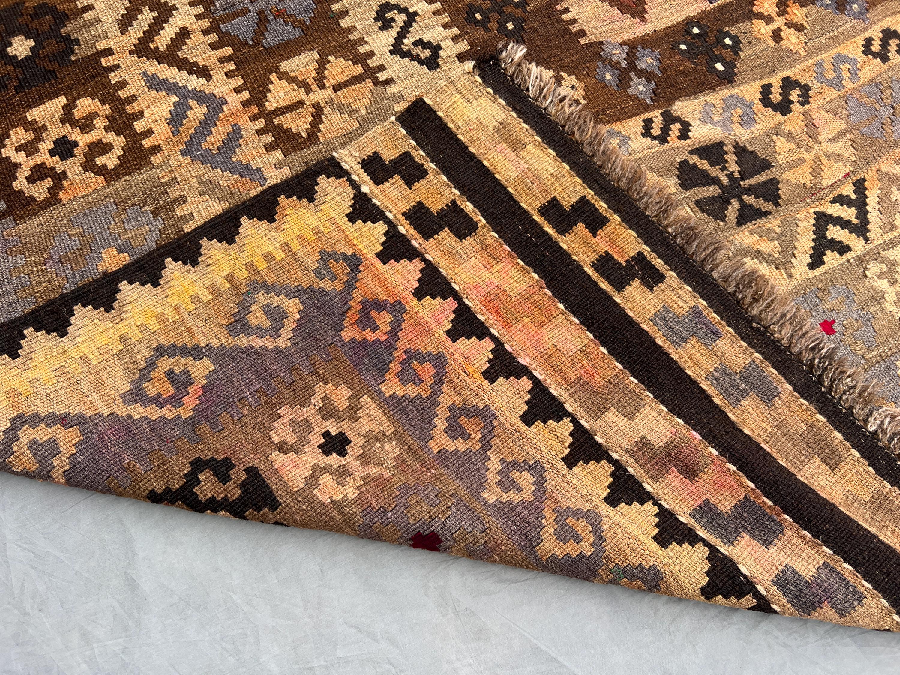 7x10 ヴィンテージ アフガン キリム ラグ、手織りウール 平織り