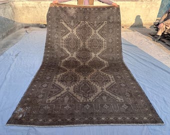 Alfombra afgana antigua anudada a mano de 2,00 m x 2,70 m, diseño de terracota Bukhara, estilo oriental vintage desgastado, para sala de estar y suelo.