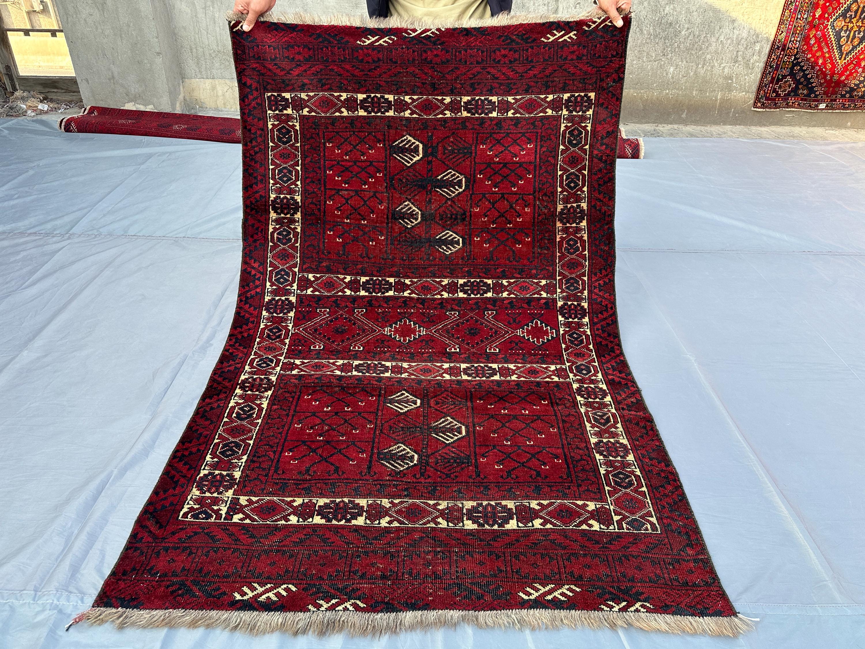 Vintage Afghan Baluch Rug | 3'9 X 6 Ft | Hand-knotted Wool Carpet