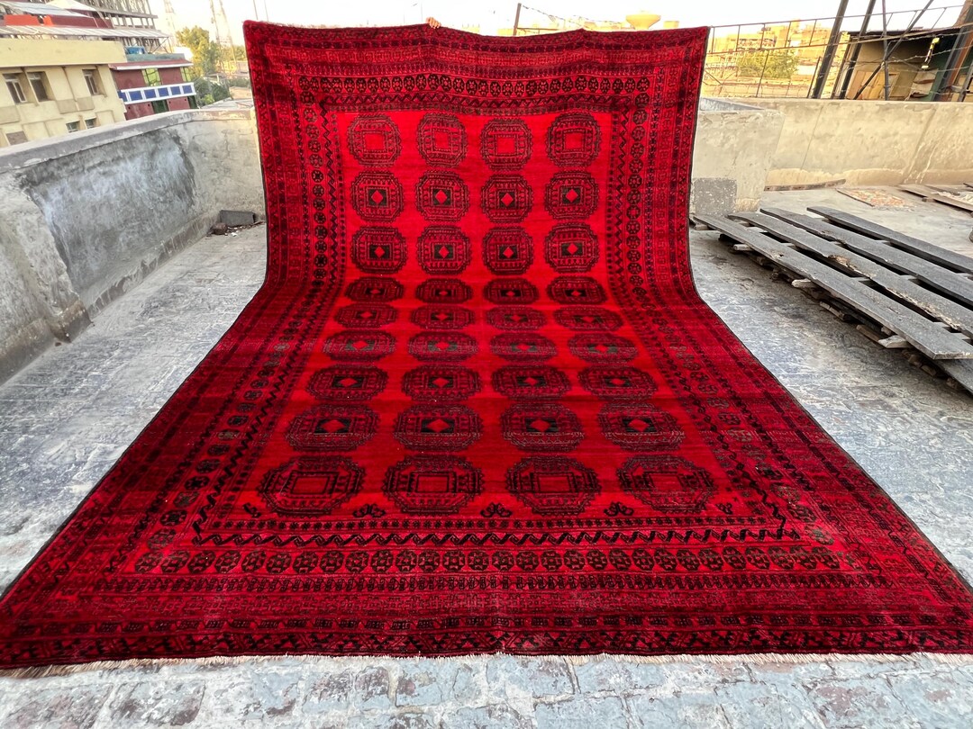 11x16 Antique Turkmen Bukhara Rug, Hand-knotted Wool Rug, 1900s ...