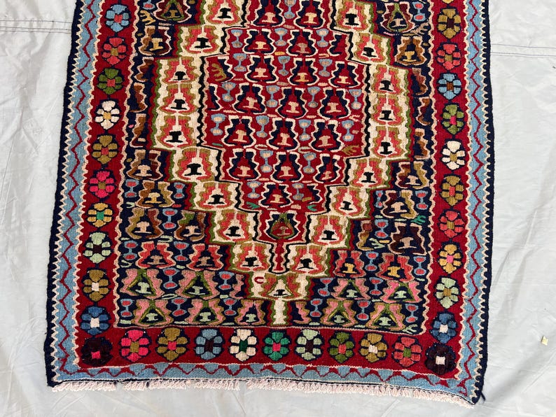 3x10 Vintage Turkish Flat Weave Kilim Runner Rug, Handwoven Wool ...