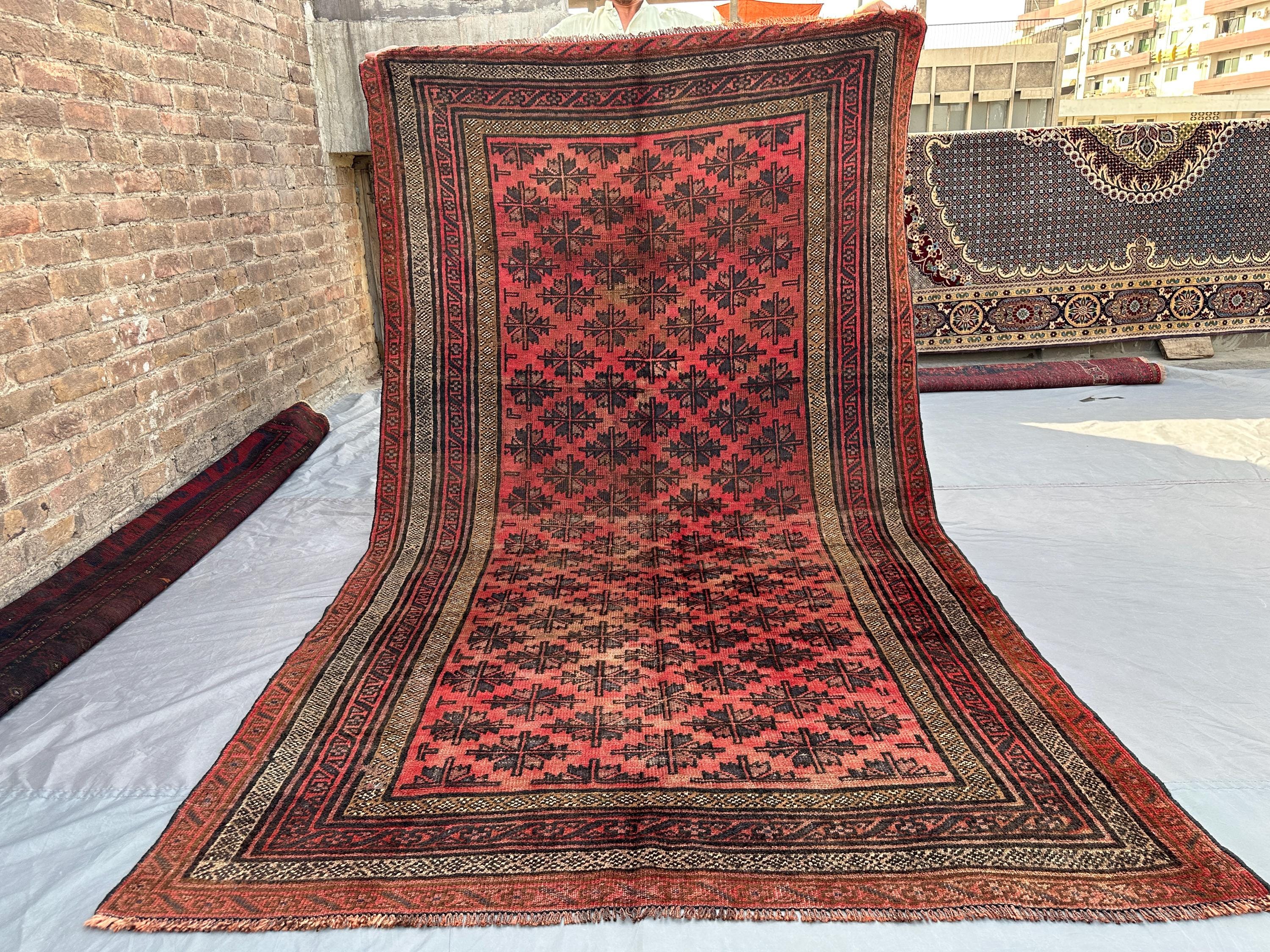 Antique Baluchi Hand Knotted Rug 5'3x9'2 | 1900s Afghan Tribal