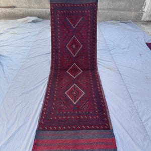 2.3x8.3 ft Vintage Afghan Baluch Runner Rug Tribal Mishwani Runner Turkmen Faded Wool Rug Handmade Hallway Rug, Moroccan runner rug, moss