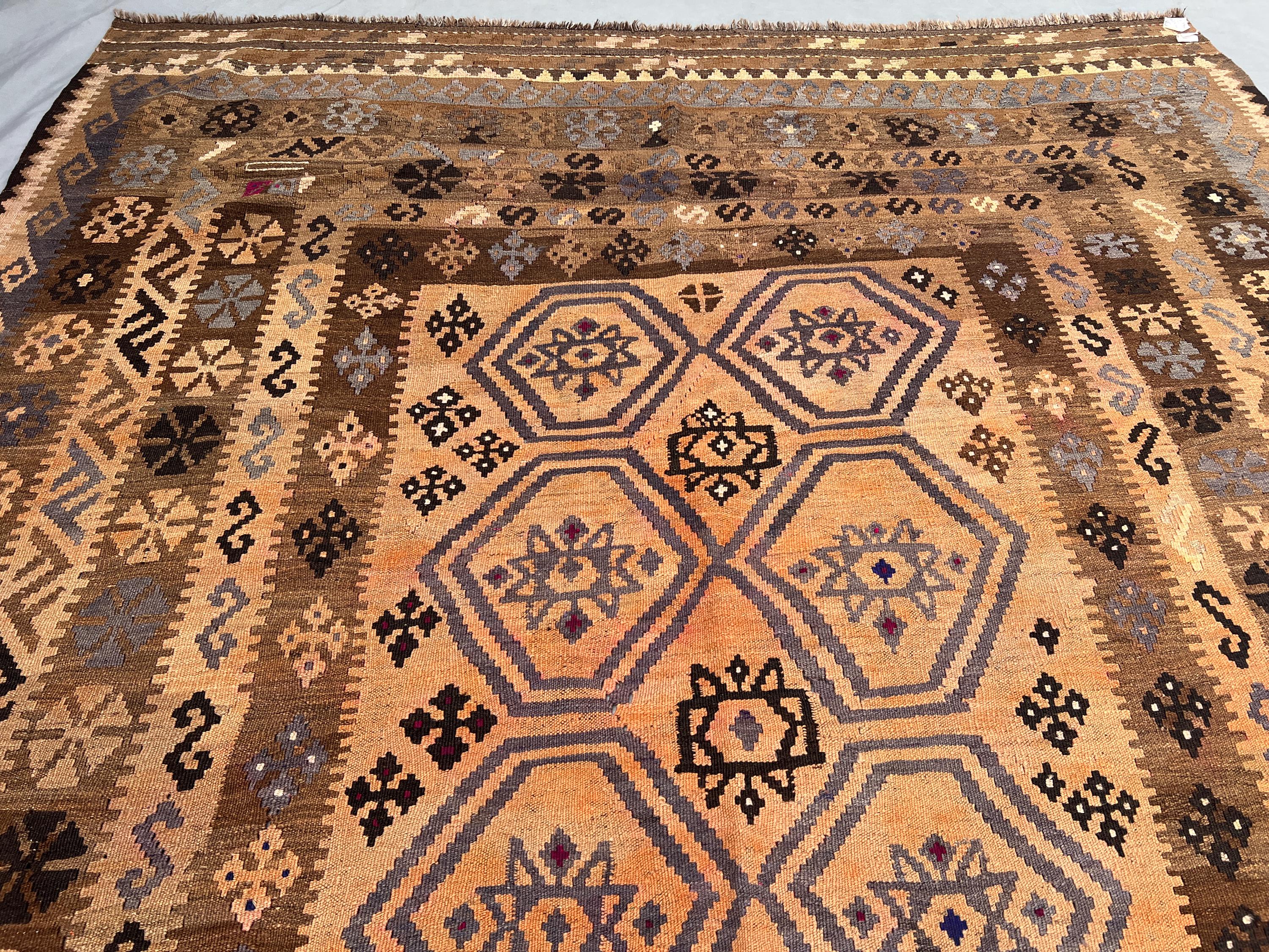 7x10 ヴィンテージ アフガン キリム ラグ、手織りウール 平織り