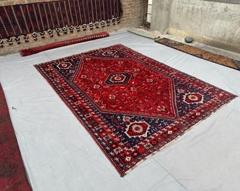 Collectors piece 7x10 Antique Heriz Style Area Rug, Hand Knotted Rug, Vintage Wool Rug, Oriental Rug, Tribal Caucasian Rug, Living Room Rug