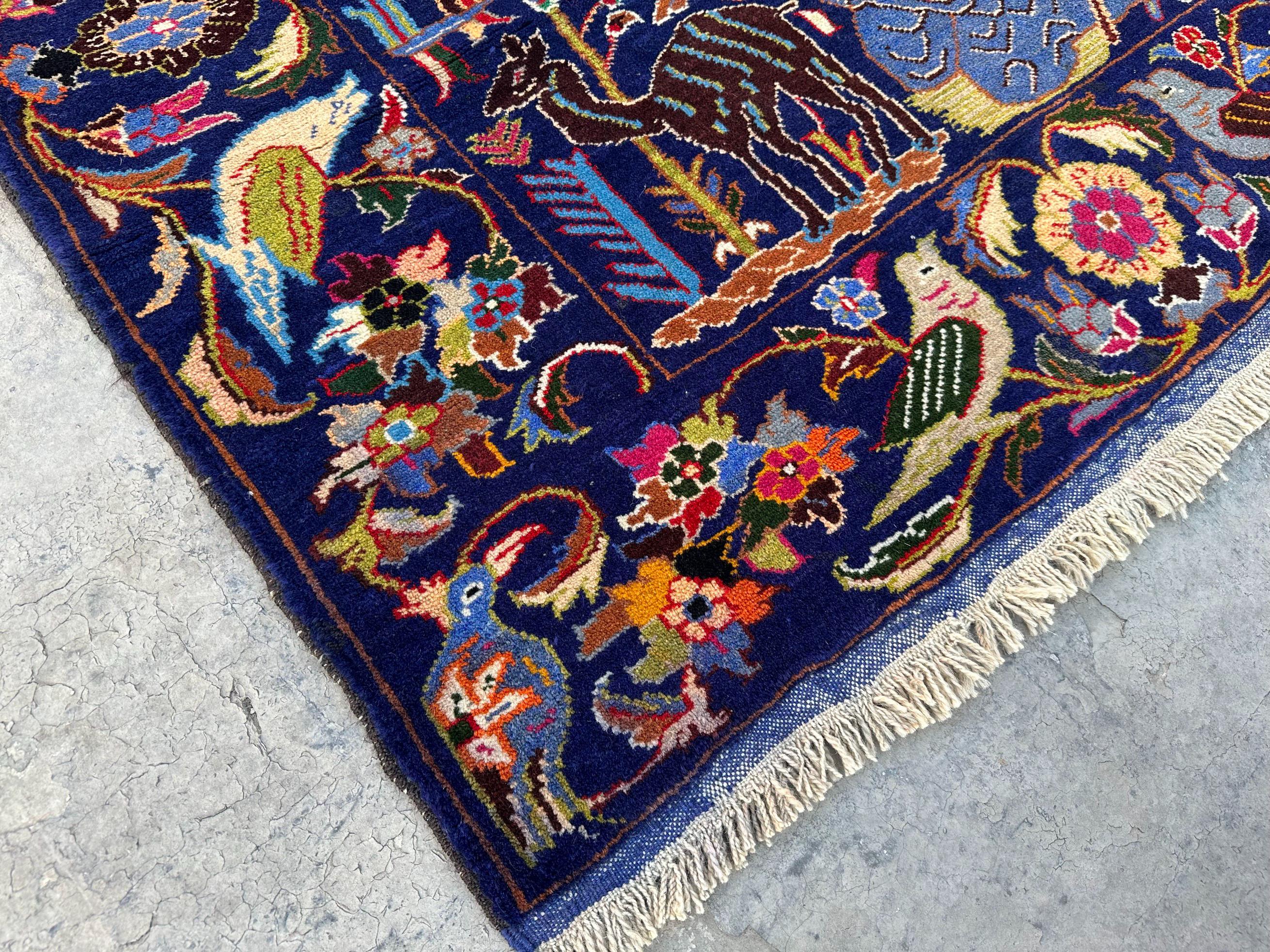 4x7 アフガニスタン バルーチ絵画ラグ - 遊牧民の芸術ラグ 壁掛け