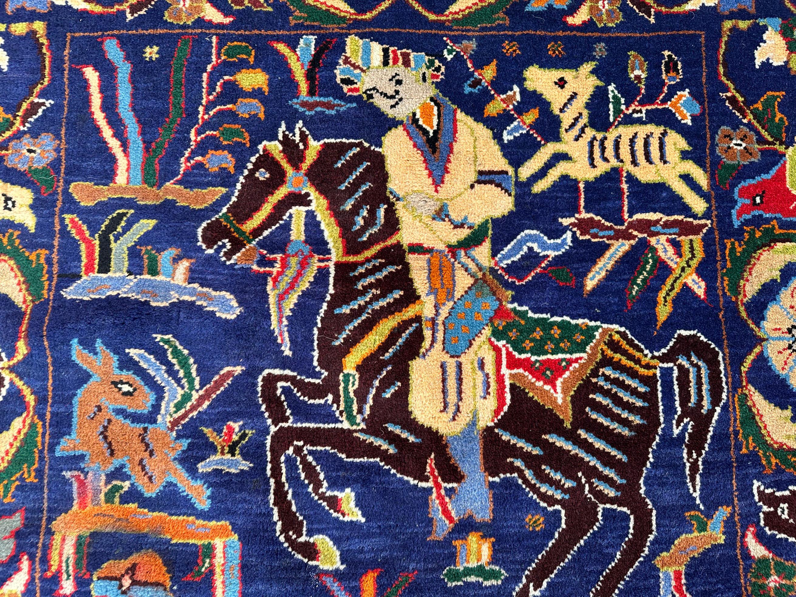 4x7 アフガニスタン バルーチ絵画ラグ - 遊牧民の芸術ラグ 壁掛け