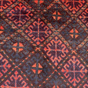 Tapis tribal afghan ancien 178 x 244 cm | Tapis en laine Baloutche fait main des années 1940 | Motif Boukhara turkmène | Grand tapis pour salon ou chambre image 5